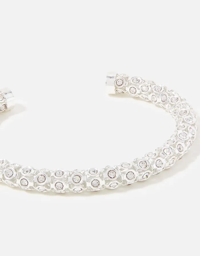 Accessorize Pastel Pop Crystal Cuff Silver Silver Women Bracelets