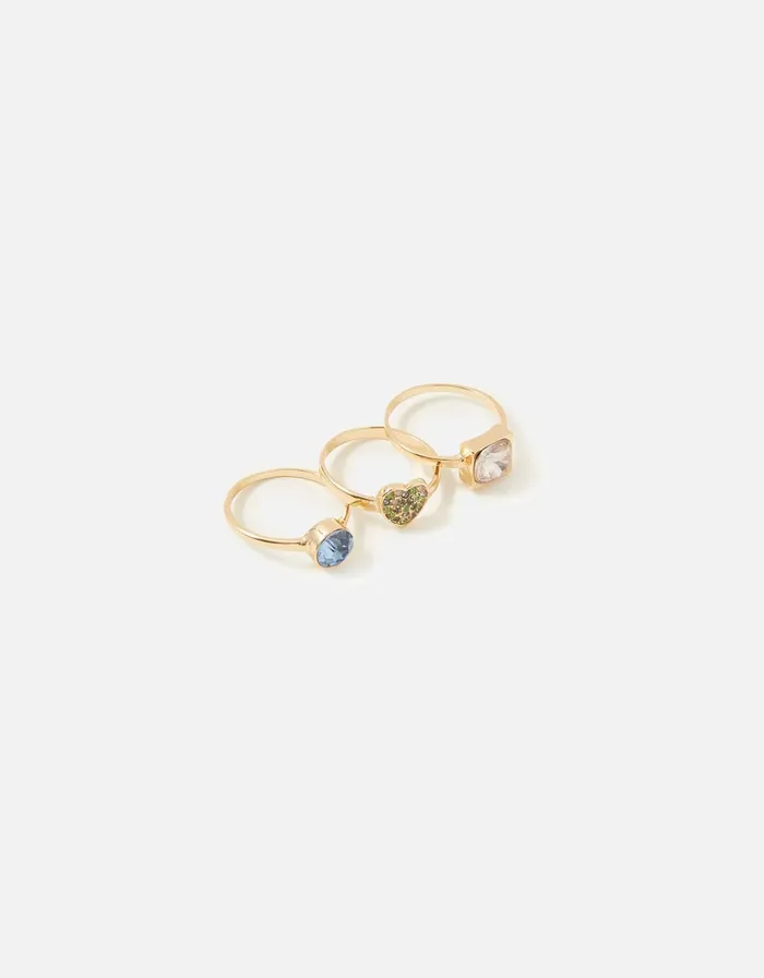 Accessorize Pastel Pop Simple Shape Ring Set Multi Pastelmulti Women Rings