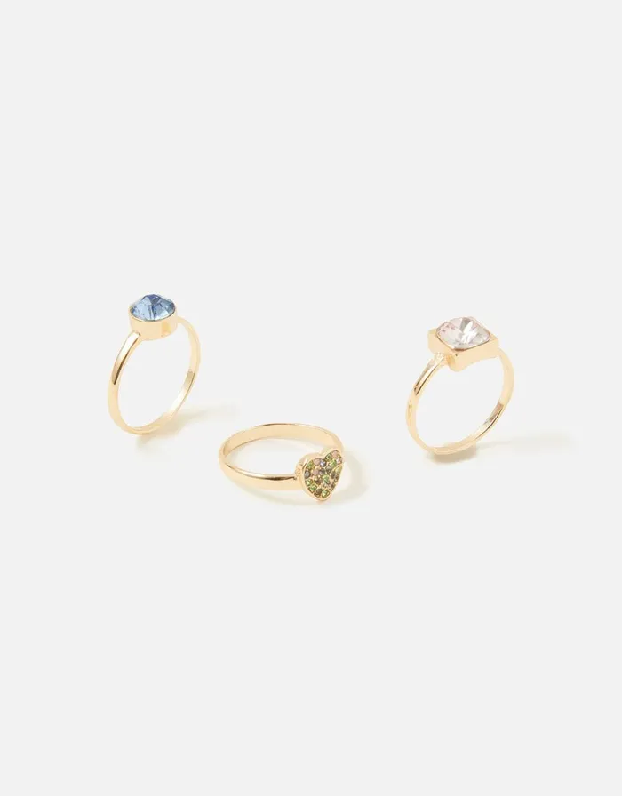 Accessorize Pastel Pop Simple Shape Ring Set Multi Pastelmulti Women Rings
