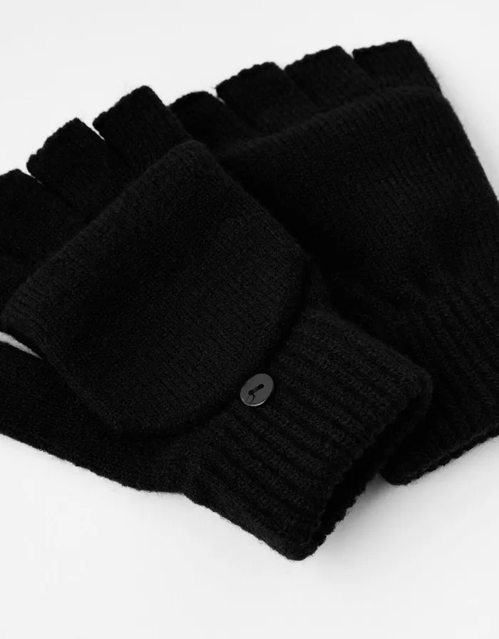 Accessorize Plain Capped Gloves Black Women Gloves