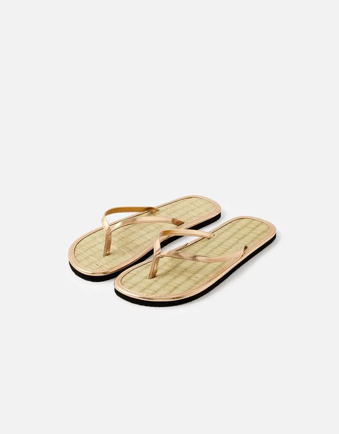 Accessorize Plain Seagrass Flip Flops Gold Gold Women Sandals and Flip Flops