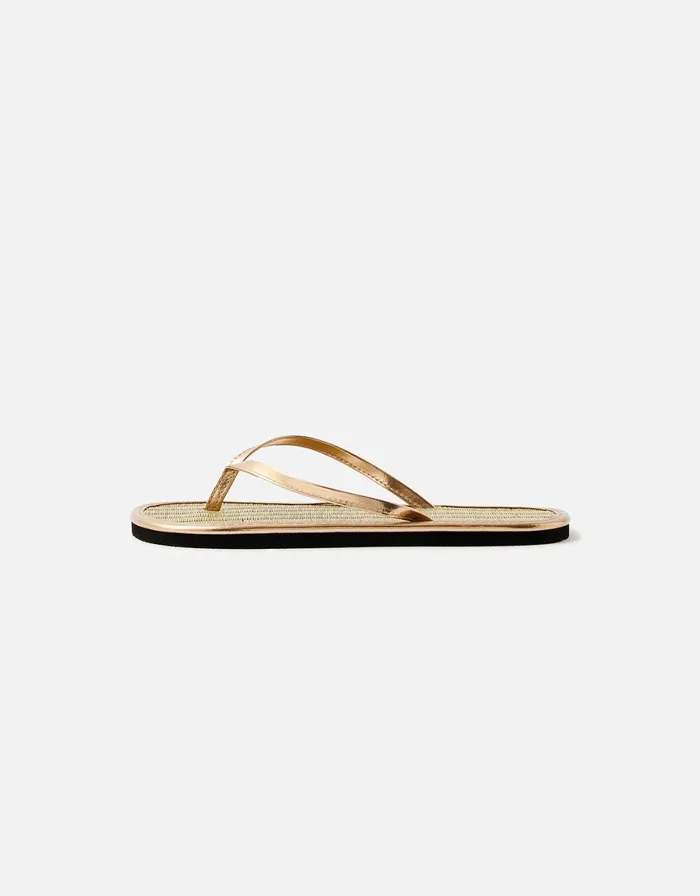 Accessorize Plain Seagrass Flip Flops Gold Gold Women Sandals and Flip Flops