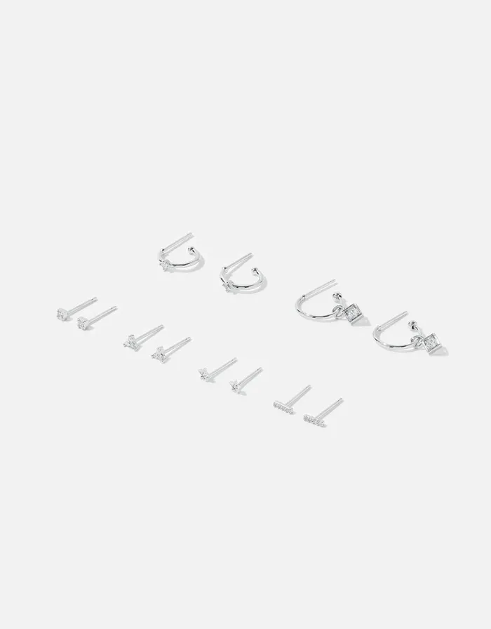 Accessorize PlatinumPlated Hoop And Stud Set Women Earrings