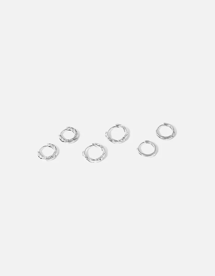 Accessorize PlatinumPlated Twisted Hoop Set Women Earrings