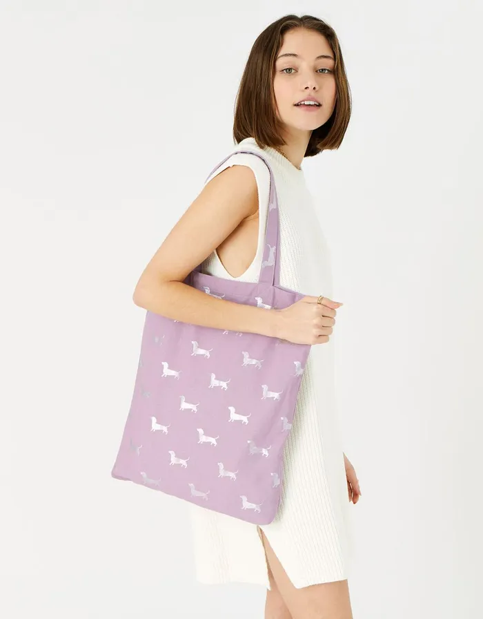 Accessorize Printed Shopper Tote Bag Purple Lilac Women Tote and Shopper Bags