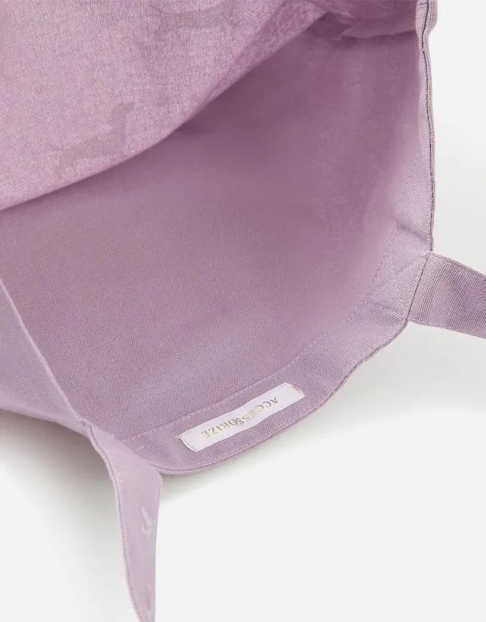 Accessorize Printed Shopper Tote Bag Purple Lilac Women Tote and Shopper Bags