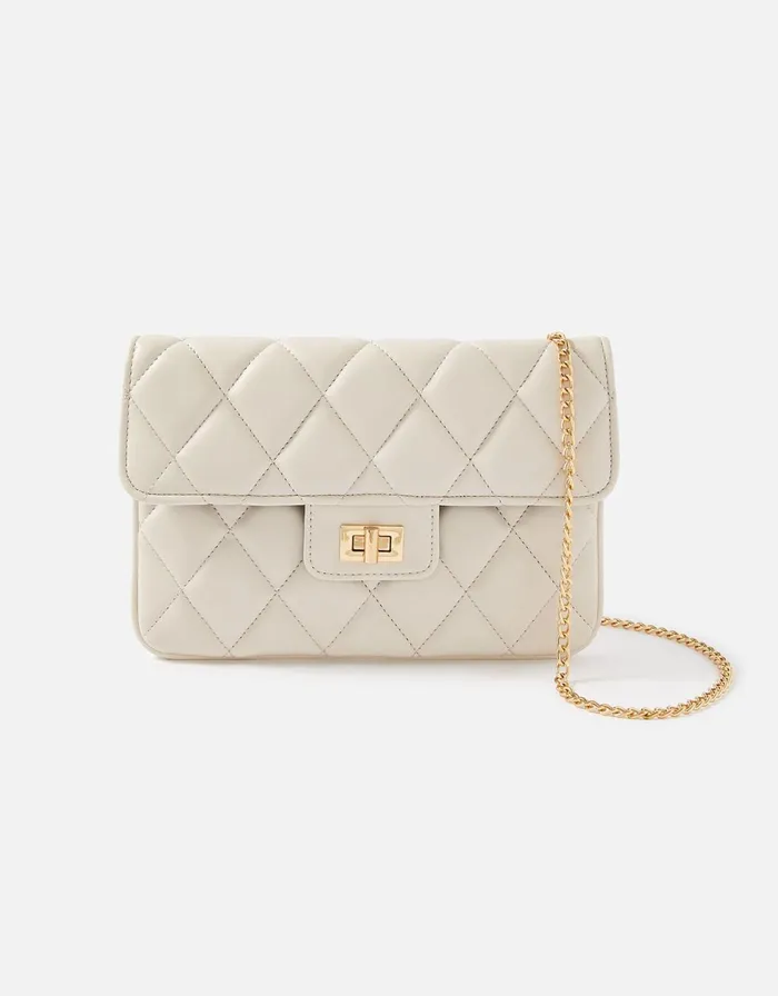 Accessorize Quilted Clutch Bag Cream Cream Women Clutch Bags