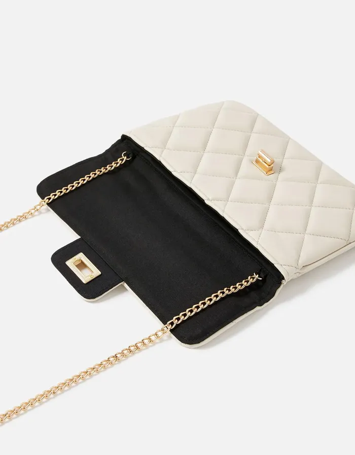 Accessorize Quilted Clutch Bag Cream Cream Women Clutch Bags