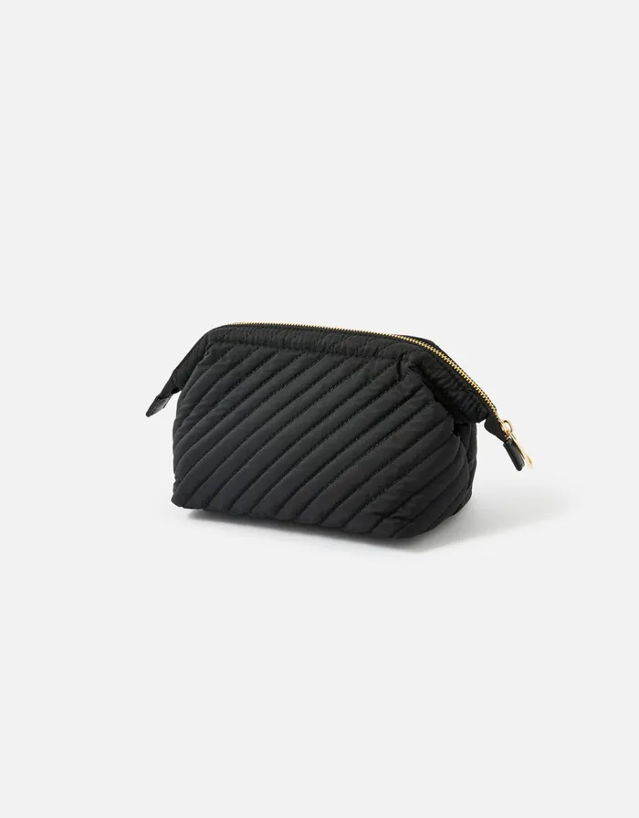 Accessorize Quilted Wash Bag With Recycled Fabric Black Black Women Travel Bags