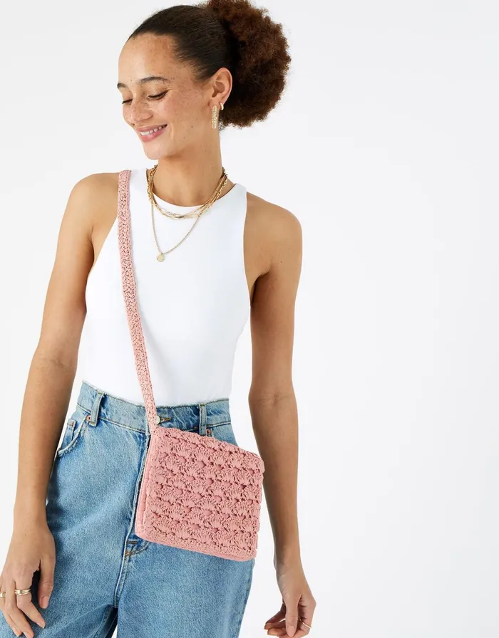 Accessorize Rae Scallop CrossBody Bag Orange Coral Women Beach Bags