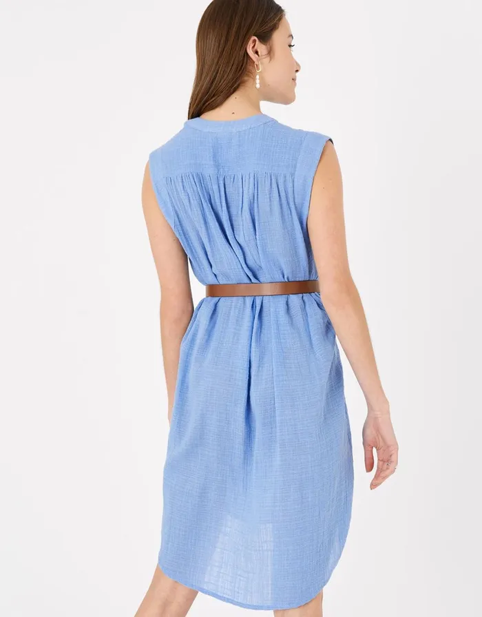 Accessorize Relaxed Sleeveless Beach Shirt Blue Blue Women Tops