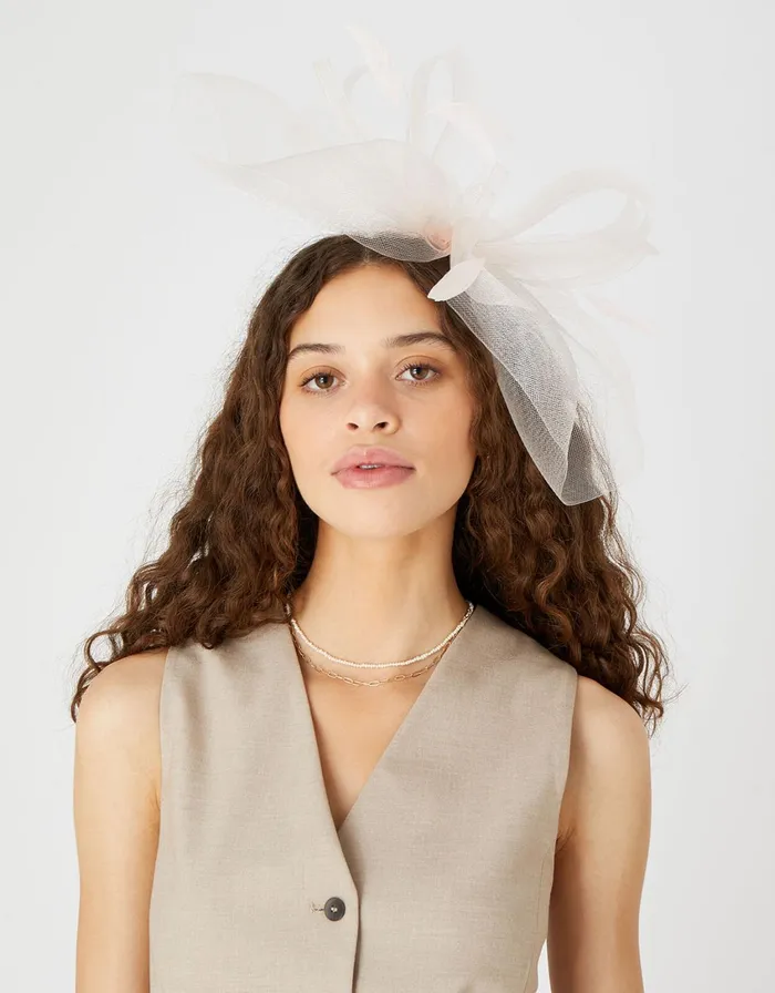 Accessorize Rhea Oversized Bow Fascinator Headband Pink Pale Pink Women Hats