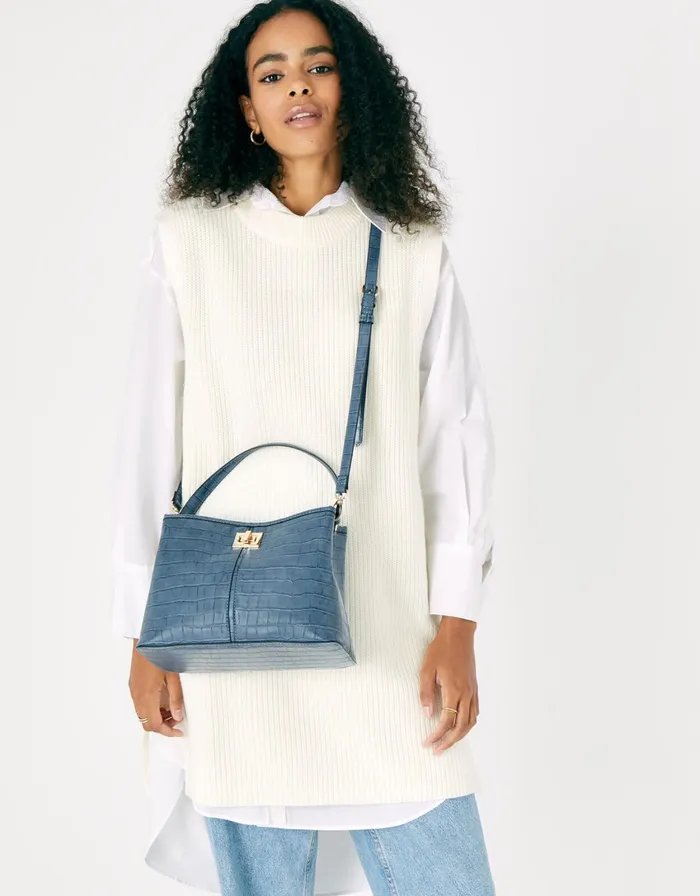 Accessorize Rosie Handheld Bag Blue Blue Women Top Handle Bags