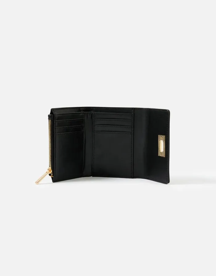 Accessorize Sandra Trifold Purse Black Black Women Vegan Bags Backpacks and Purses