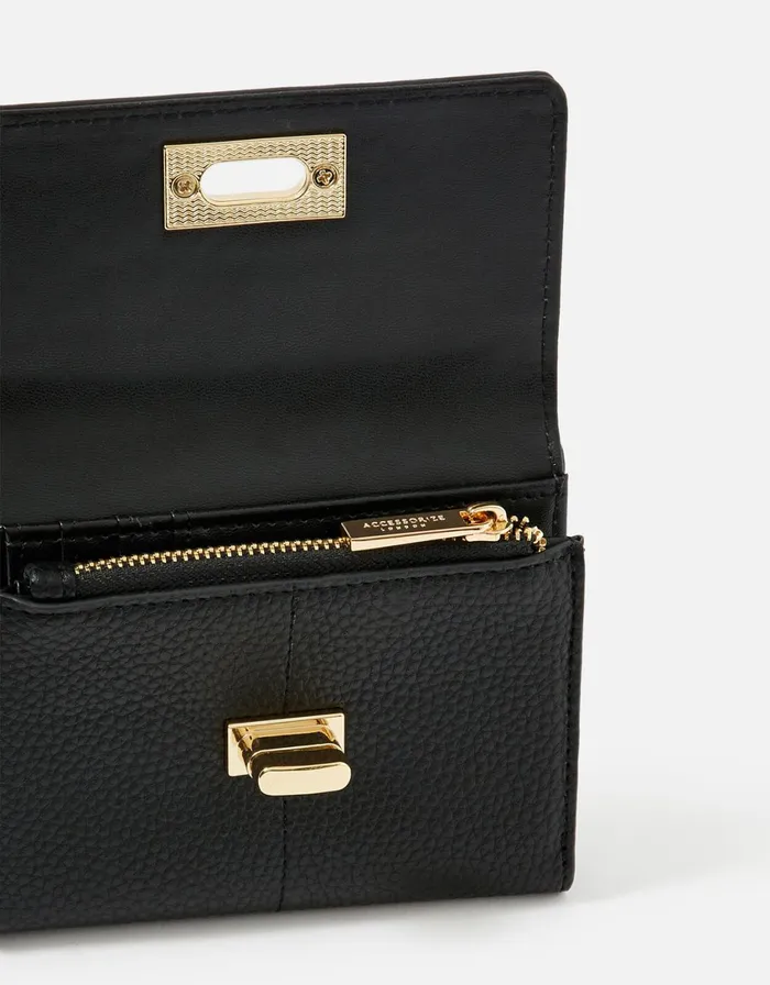 Accessorize Sandra Trifold Purse Black Black Women Vegan Bags Backpacks and Purses