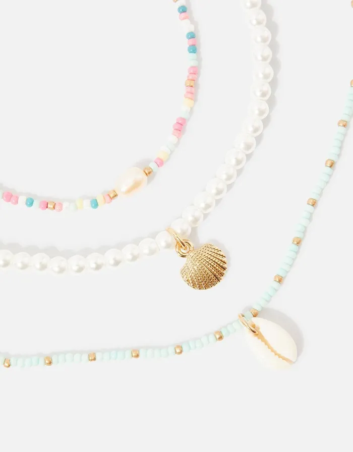 Accessorize Seascape Beaded Choker Set Women Necklaces