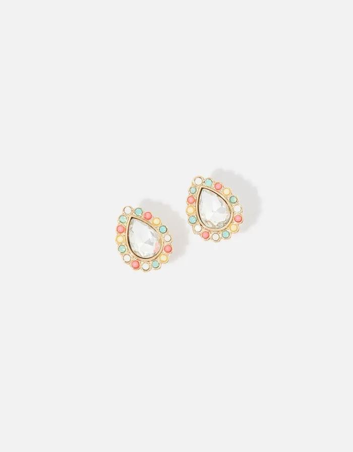 Accessorize Seascape Eclectic Stones Halo Studs Women Earrings