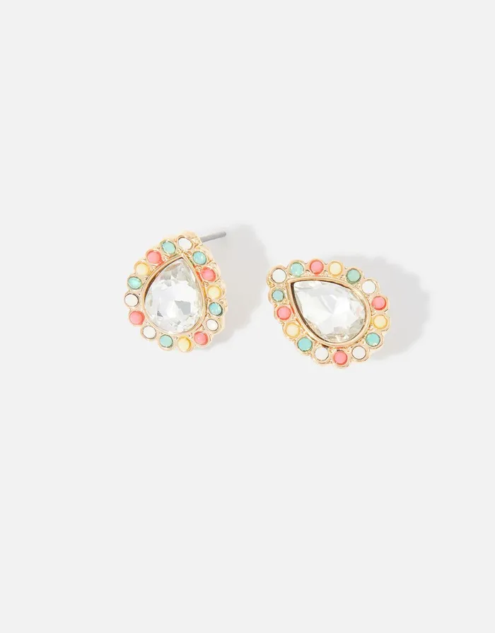 Accessorize Seascape Eclectic Stones Halo Studs Women Earrings