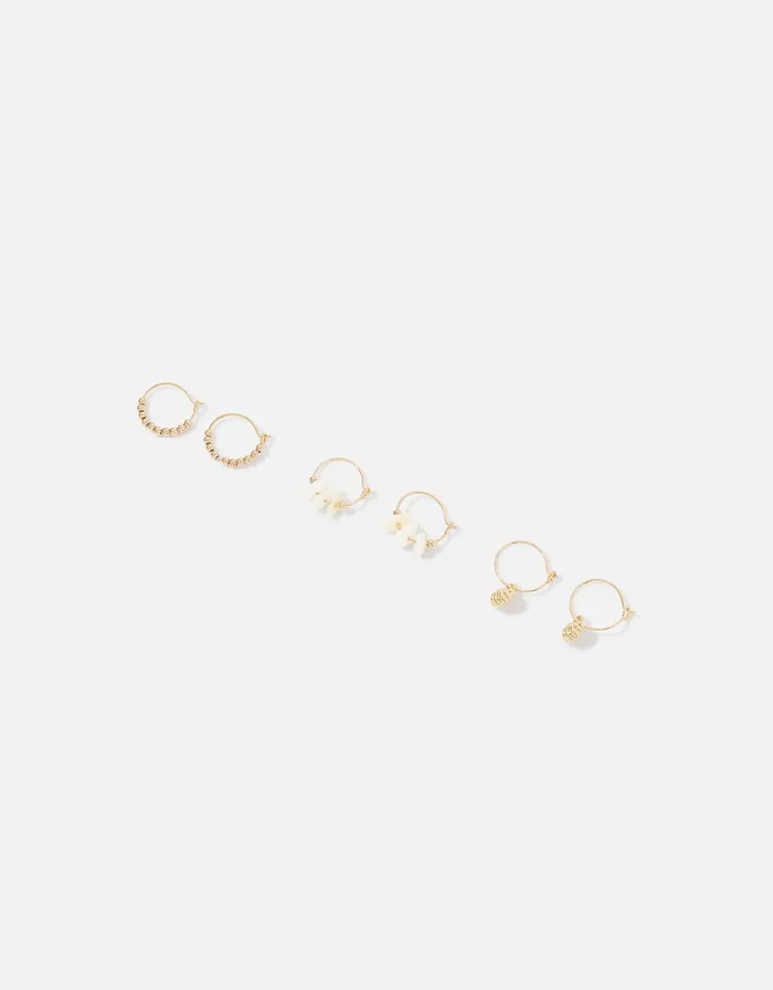 Accessorize Seascape Raw Cut Stone Hoop Set Women Earrings