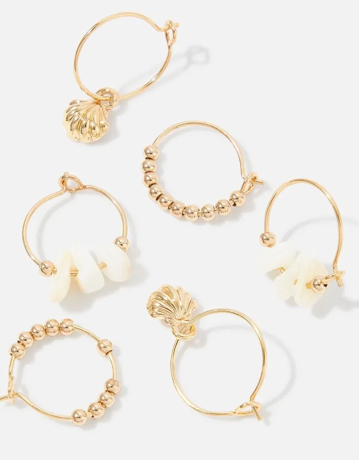Accessorize Seascape Raw Cut Stone Hoop Set Women Earrings