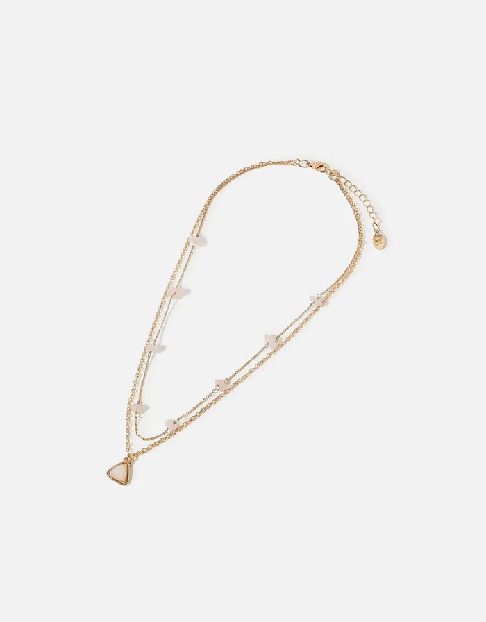 Accessorize Seascape Raw Cut Stone Multirow Necklace Women Necklaces
