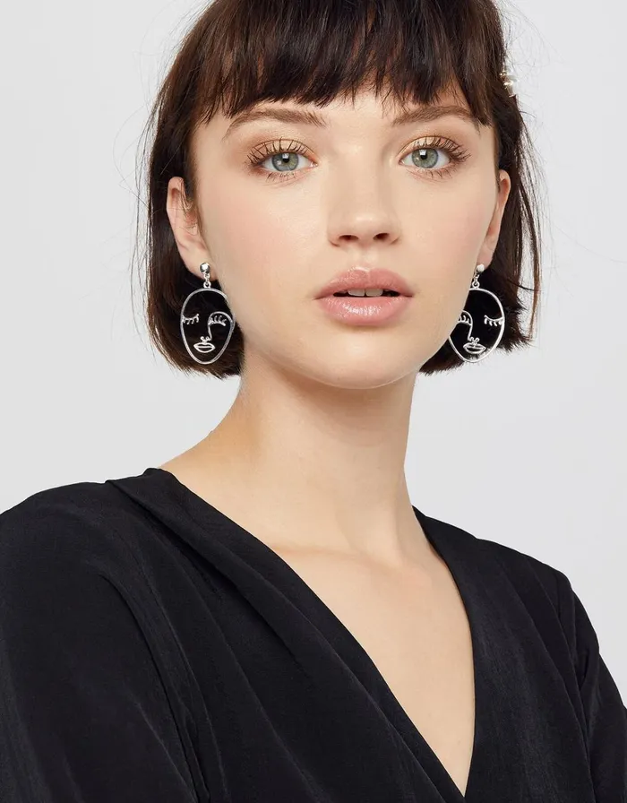 Accessorize Silver Face Earrings Women Earrings