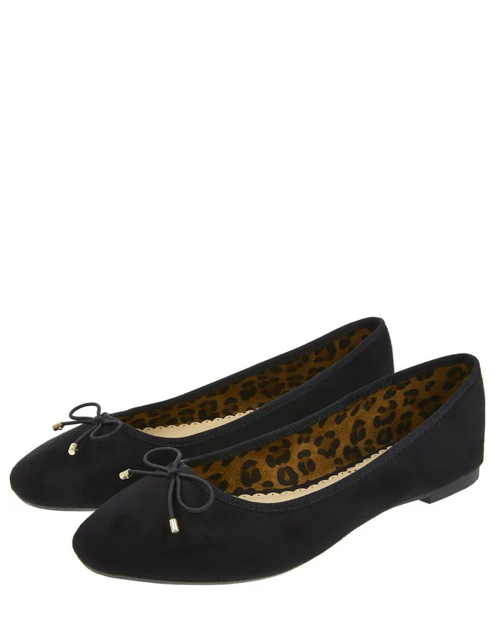 Accessorize Sophia Bow Detail Ballerina Flats Black Black Women Flat Shoes