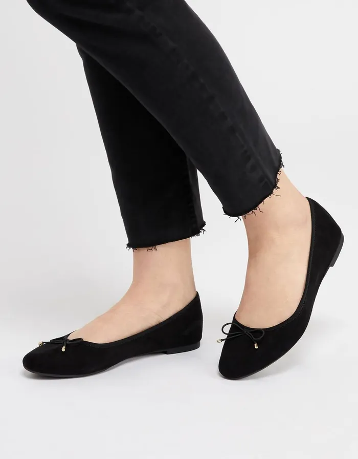 Accessorize Sophia Bow Detail Ballerina Flats Black Black Women Flat Shoes