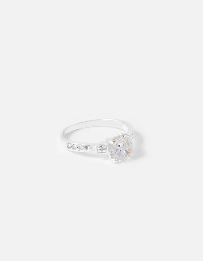 Accessorize Sterling Silver Amanda Engagement Ring Silver St Silver Women Rings