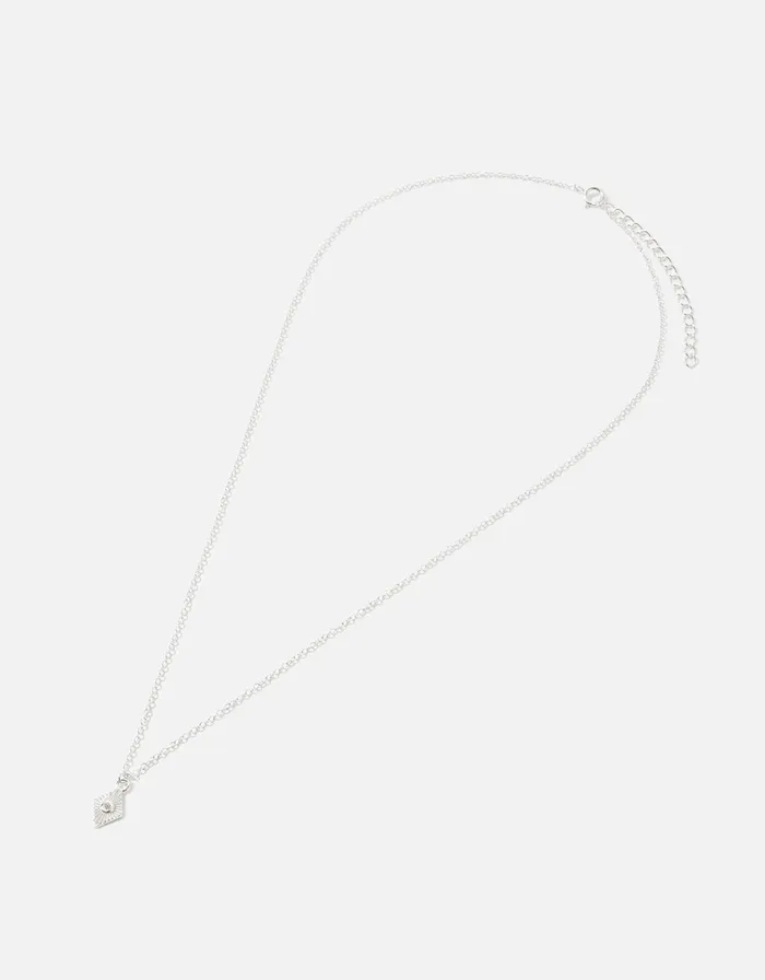 Accessorize Sterling Silver Boho Etched Pendant Women Necklaces