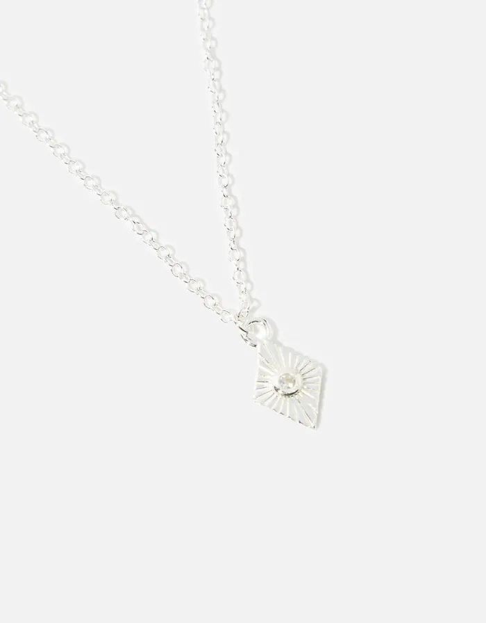 Accessorize Sterling Silver Boho Etched Pendant Women Necklaces