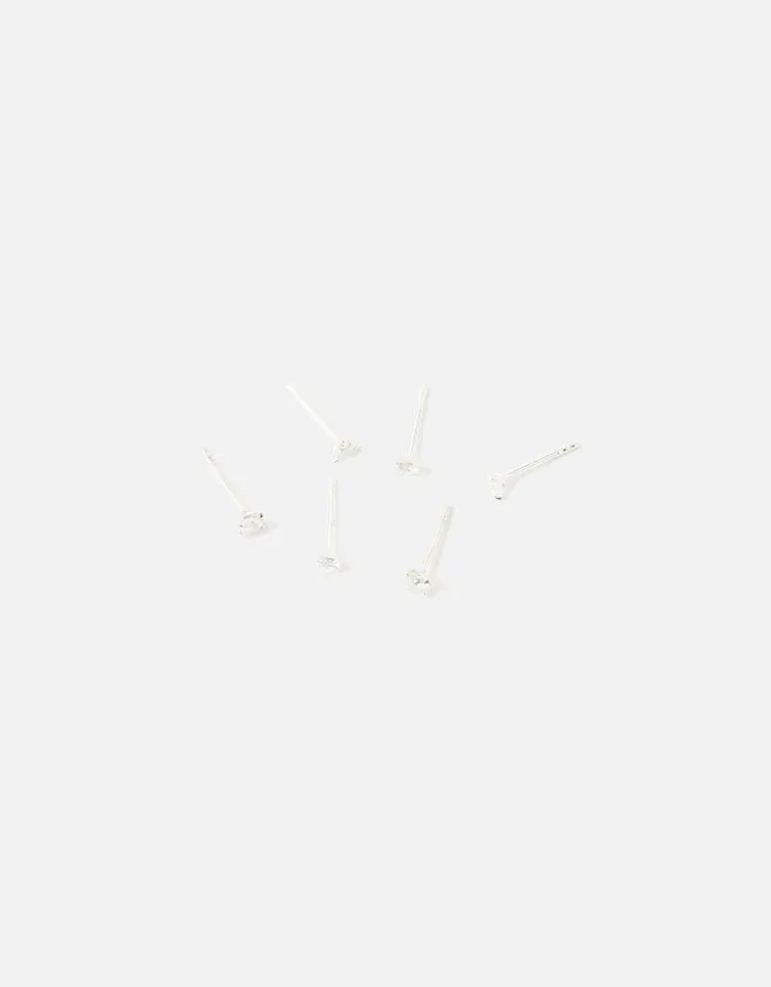 Accessorize Sterling Silver Crystal Shape Stud Set Women Earrings
