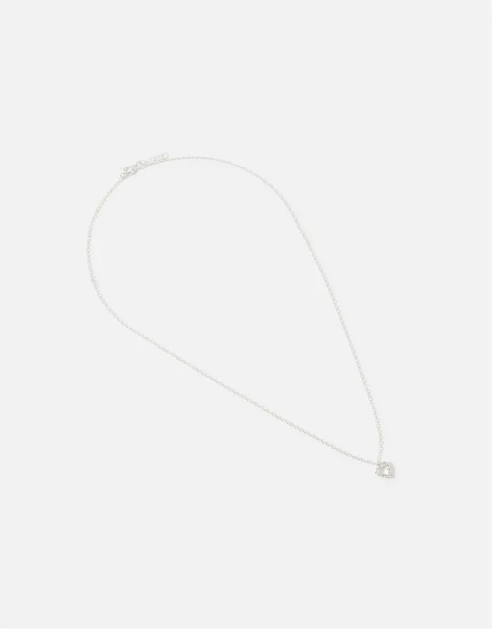 Accessorize Sterling Silver CutOut Heart Pendant Necklace Women Necklaces