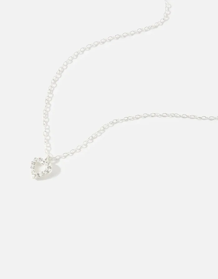 Accessorize Sterling Silver CutOut Heart Pendant Necklace Women Necklaces