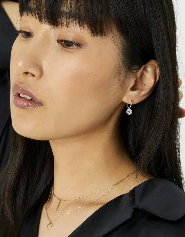 Accessorize Sterling Silver Disc Huggie Hoops Women Earrings