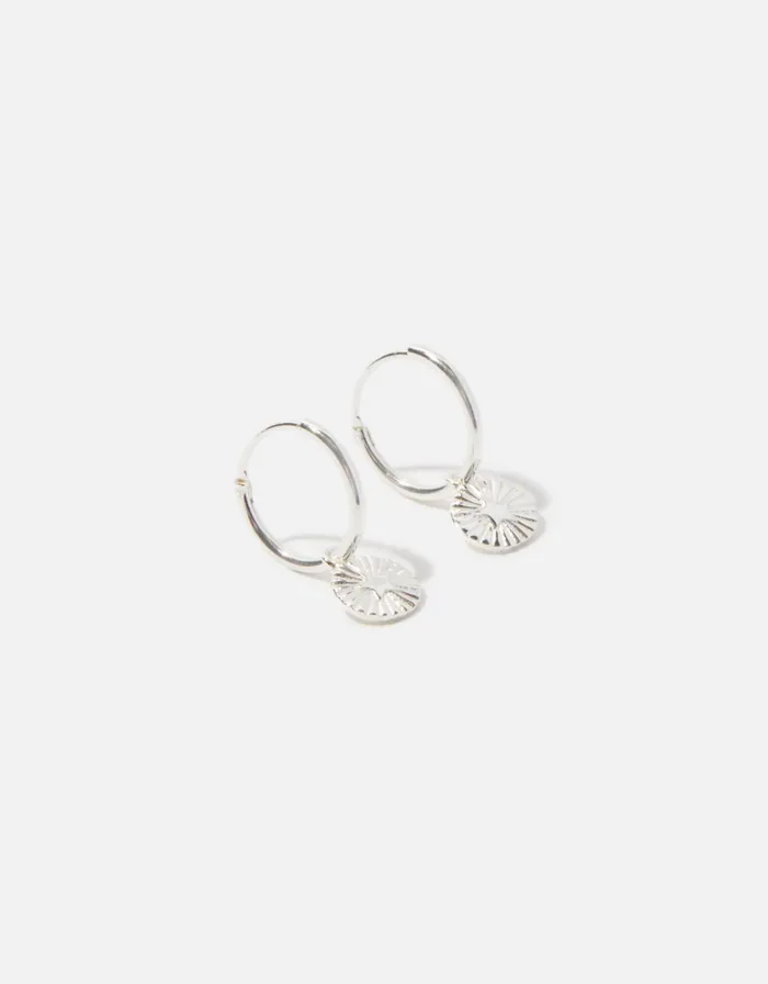 Accessorize Sterling Silver Disc Huggie Hoops Women Earrings