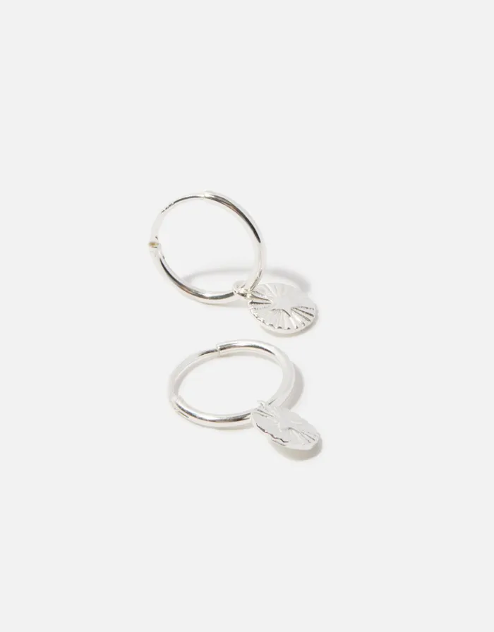 Accessorize Sterling Silver Disc Huggie Hoops Women Earrings