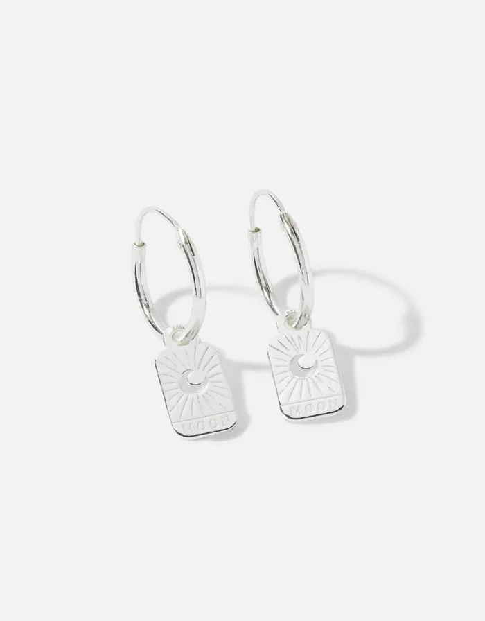Accessorize Sterling Silver Fortune Moon Earrings Women Earrings