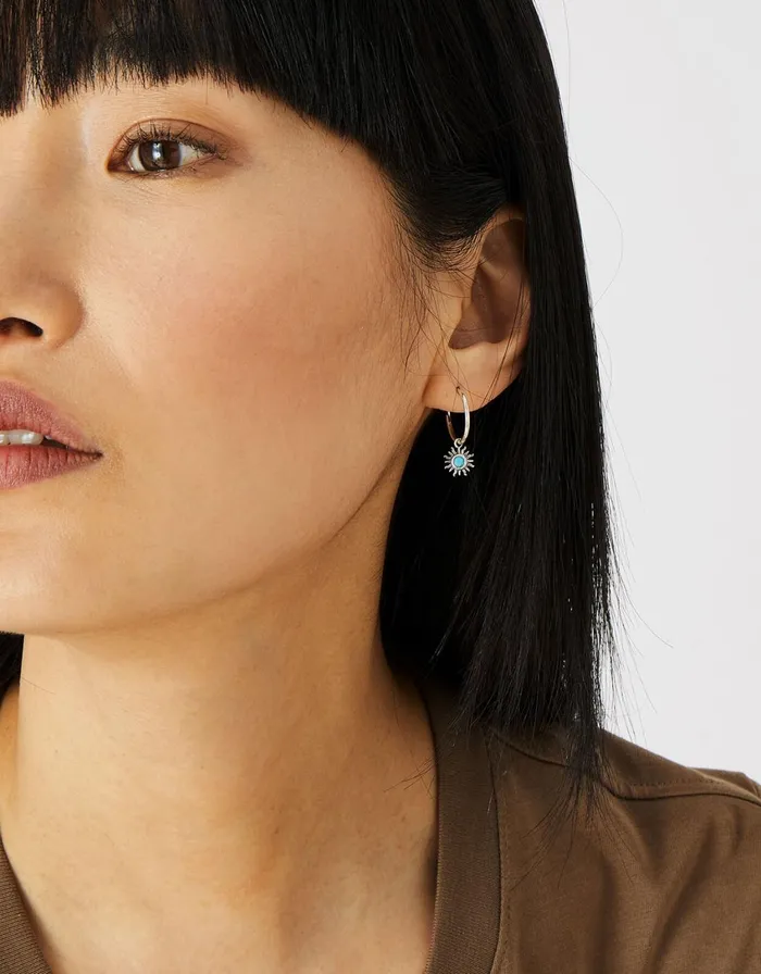 Accessorize Sterling Silver Oxidised Sun Hoops Women Earrings
