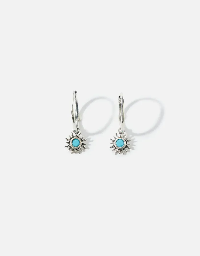 Accessorize Sterling Silver Oxidised Sun Hoops Women Earrings
