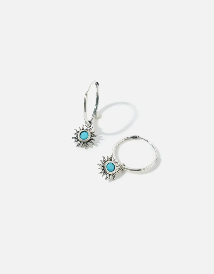 Accessorize Sterling Silver Oxidised Sun Hoops Women Earrings