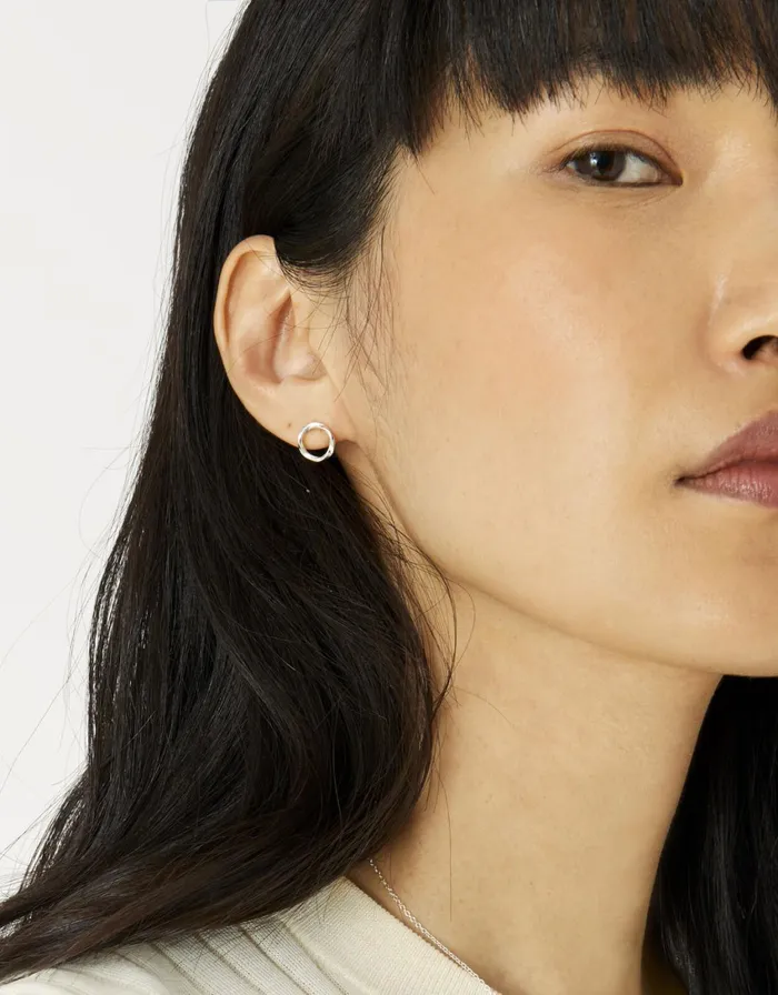 Accessorize Sterling Silver Textured Circle Studs Women Earrings