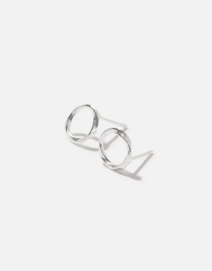 Accessorize Sterling Silver Textured Circle Studs Women Earrings
