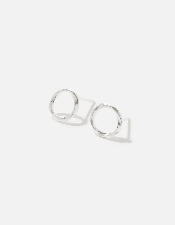 Accessorize Sterling Silver Textured Circle Studs Women Earrings