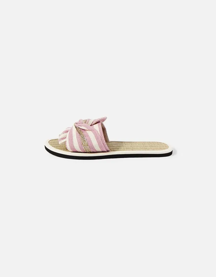 Accessorize Stripe Perth Seagrass Sliders Pink Pink Women Sandals and Flip Flops