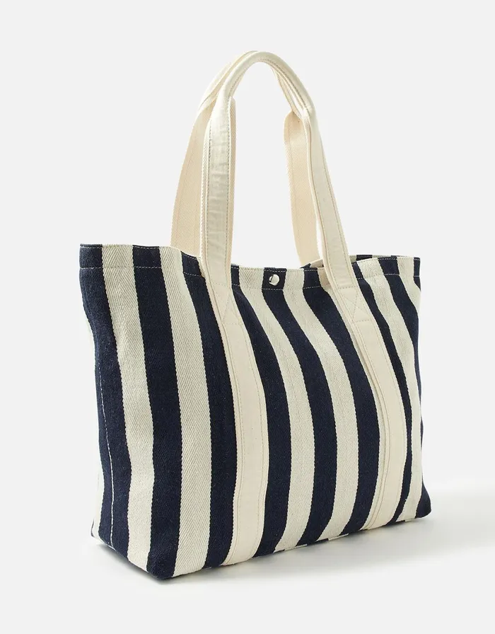 Accessorize Stripe Shopper Bag Blue Navy Women Beach Bags