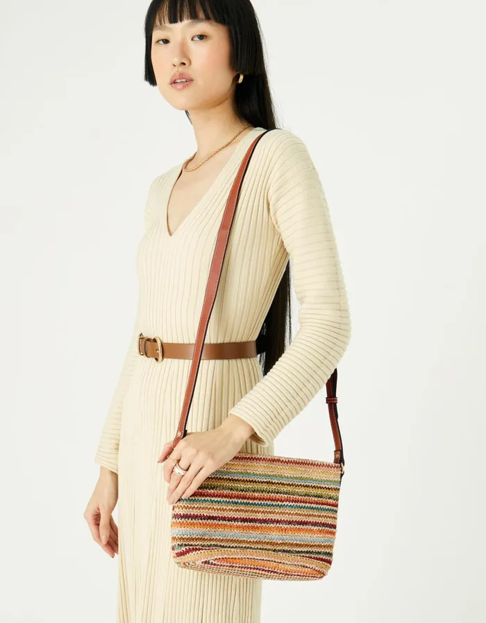 Accessorize Stripe Weave CrossBody Bag Women Beach Bags