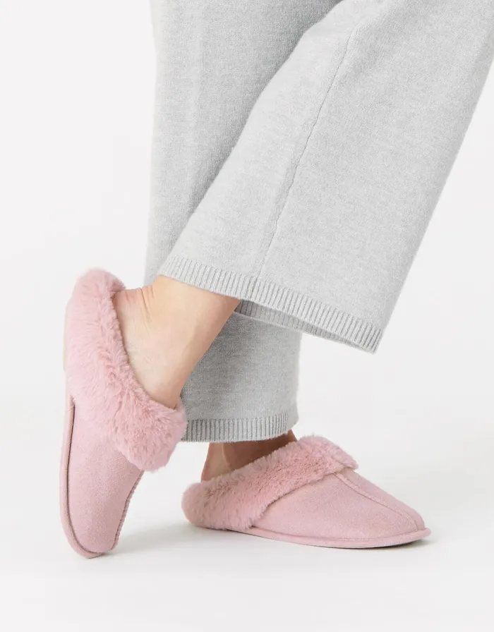 Accessorize Suedette Mule Slippers Pink Pink Women Slippers
