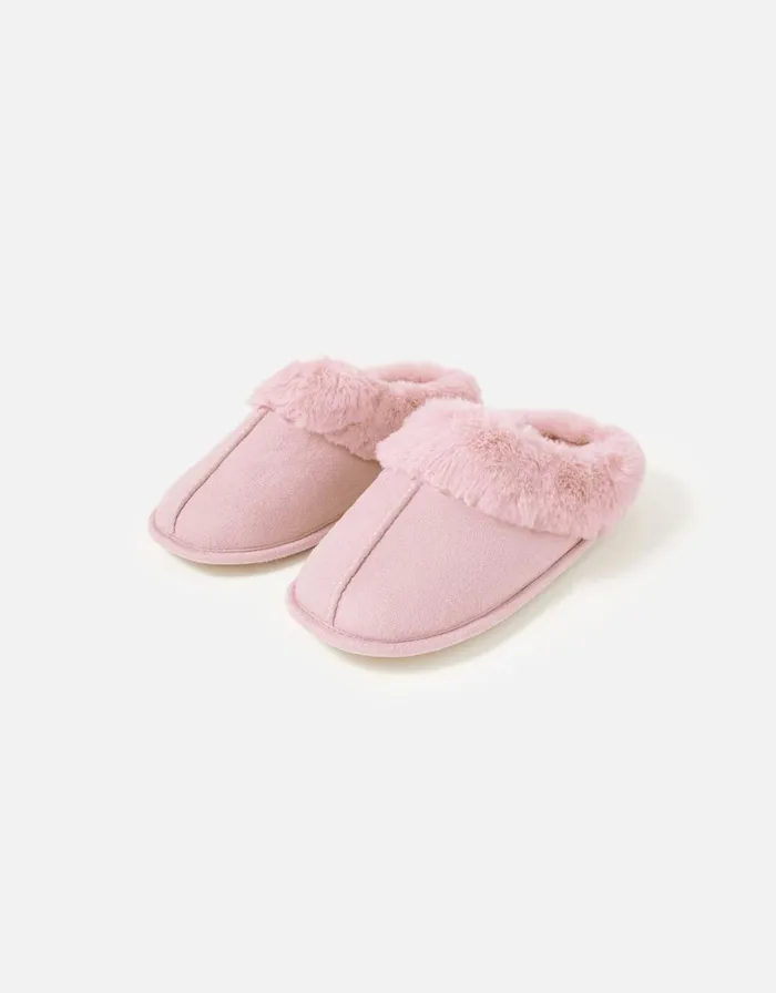 Accessorize Suedette Mule Slippers Pink Pink Women Slippers