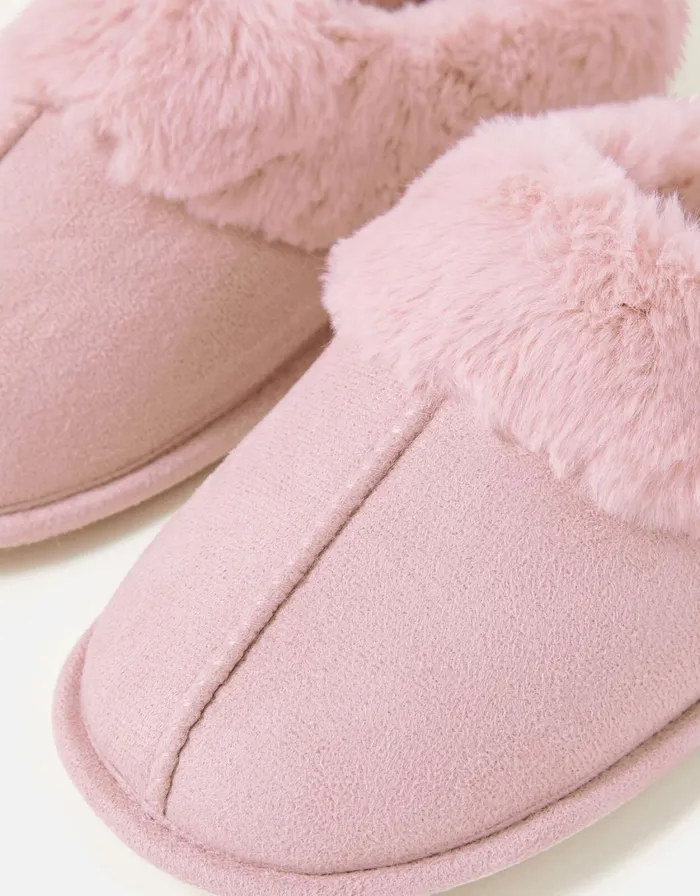 Accessorize Suedette Mule Slippers Pink Pink Women Slippers